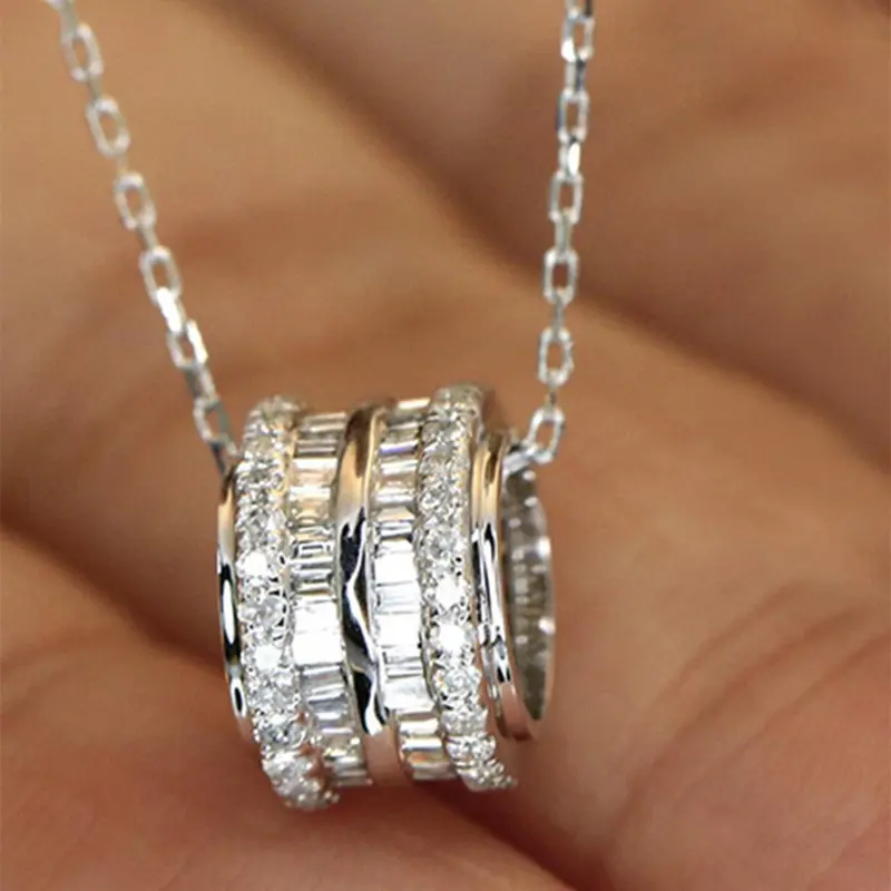 Women's Elegant Artificial Zircon Decor Pendant Necklace, Exquisite Trendy Charm Necklace, Chic Gorgeous Jewelry As Gift for Girlfriend, Cubic Zirconia Necklaces, Sparkling CZ Necklace, Decorative Necklace