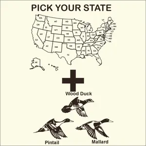 State Waterfowl Decals Available With Mallard, Pintail, or Wood Duck 10"