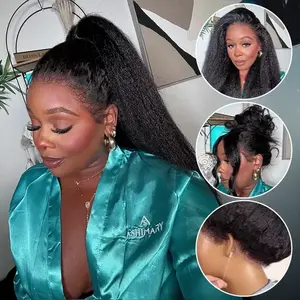 【 Newborn Hairline 】Hyperrealism KinKy Edge Hairline Invisi Strap 360 Skin Lace Frontal Kinky Straight Wig Pre-Everything Natural Look Human Hair Wig Comfortable Fit Breathable Feel Quick And Easy Installation#Summervibes