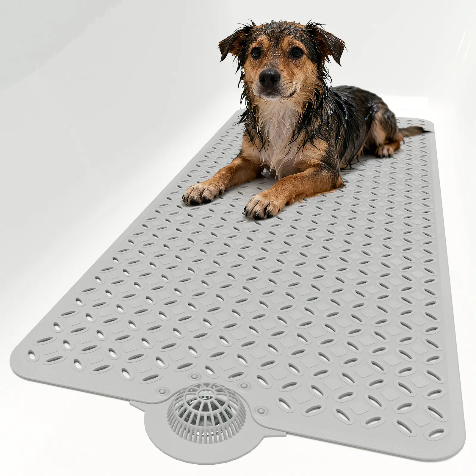 Oversized Anti Slip Bathtub Mat 39x17 Inch, Hair Catcher Shower Floor Mat With Max Drain Holes, Reusable & Machine Washable Bathroom Tub Liner