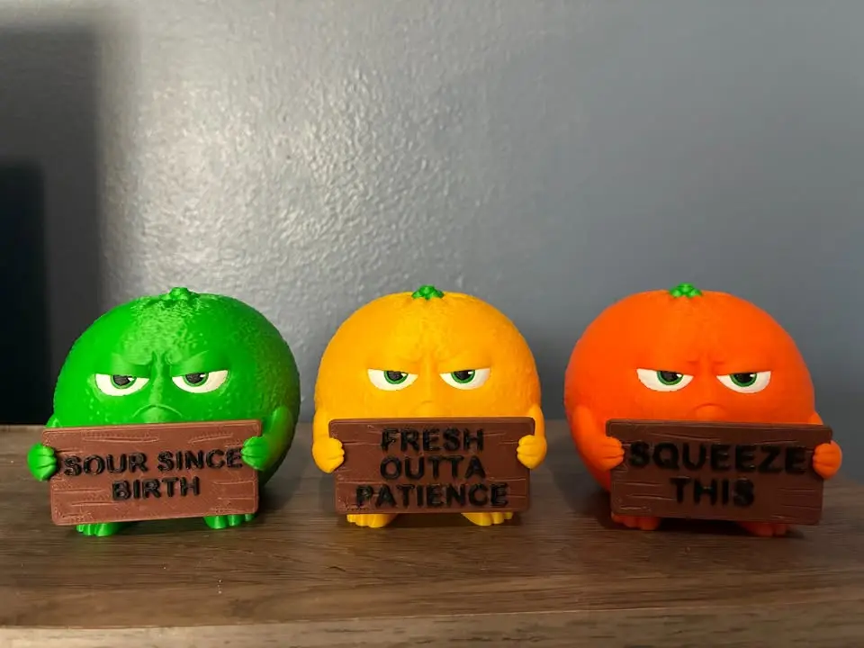 Funny Citrus Figurine Set | Set of 3 Lemon Lime Orange Desk Decor