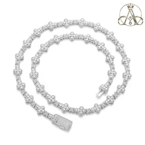 Aurelia Crest Tennis Chain Necklace with Full Iced Star/Cross CZ Stones Fashion Luxurious Choker Hip Hop Jewelry for Gift