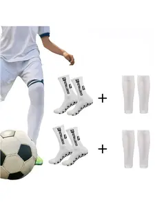 4 Piece Set New Men Women Outdoor Non-slip Sports Basketball Socks Football Socks Comfortable Durable High Quality Elastic Calf Socks Compression Socks Football Accessories