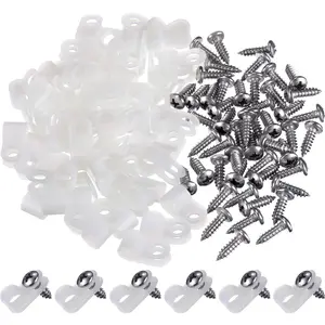 50 Pack R-Type Cable Clip Wire Clamp, Nylon Screw Mounting Cord Fastener Clips with 50 Pack Screws for Wire Management (White, 1/4 Inch)