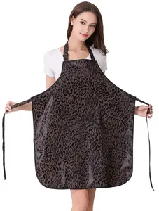 Leopard Print Waterproof Barber Apron for Styling & Coloring with Pockets Chemical Resistant Durable Haircare Apron for Hair Salon & Cooking