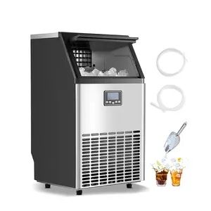 VEVOR 150lbs/24H Commercial Ice Maker Machine with 2 Water Inlets, 45 Ice Cubes in 15 Minutes, with 33lbs Large Storage Capacity for Bar Office Restaurant, with LED Digital Display & Self-Cleaning