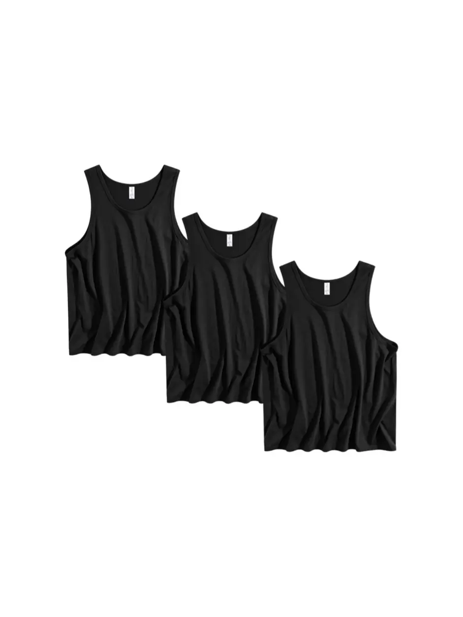 Men's 3-Pack Heavyweight 100% Cotton Tank Tops, Loose-Fit Crew Neck Basic Sleeveless Shirts, Soft Breathable Summer Gym & Casual Streetwear Tops
