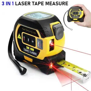 3 in 1 Laser Tape Measure, Laser Rangefinder with LED Display, Multifunctional Tool Tape Measure, Suitable for Indoor and Outdoor Use, Digital Tape Measure