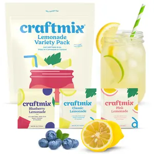 Craftmix Lemonade Variety Pack – Instant Cocktail & Mocktail Mix | Classic Lemonade, Pink Lemonade & Blueberry Lemonade | Low Sugar, 25 Calories, Vegan & Gluten-Free (12 or 36 Pack)