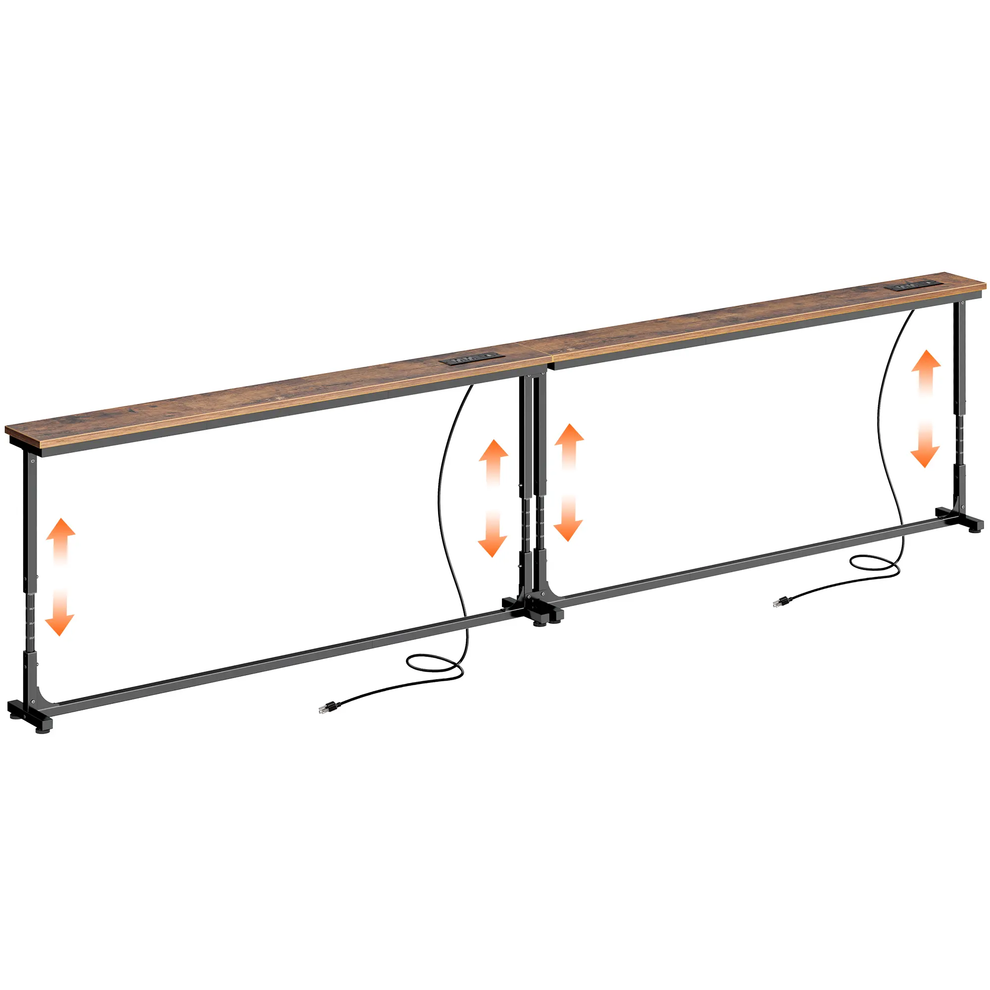 Huuger Narrow Long Behind-Couch Console Table, Couch Sofa Table with Slim Design, 78.7/39.4/51.2/102.4/110.2 Length, 23.9-34.4 In Height-Adjustable, with Power Outlets & USB-C Ports