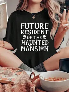 100% pure cotton Haunted Mansion Parks Attraction - Future Resident T-Shirt printed t-shirts for women