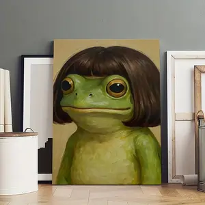 Whimsical Frog PortraitPoster Photo Canvas Frameless Cover Poster Artwork Canvas Wall Art Room Decoration Hanging Chart Printing Canvas Printing Room Aesthetics