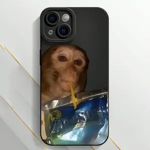 High-end full-coverage angel eye protection mobile phone case with "Internet celebrity smart funny monkey drinking" suitable for Apple, suitable for Apple iPhone 16  mobile phone cases caprisun phone case monkey iphone case  Casing Protective Shockproof