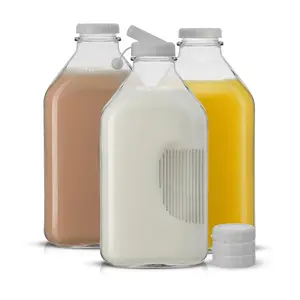 JoyJolt Glass Milk Bottle with Lid & Pourer - 6 4 oz - Set of JoyJolt Glass Milk Bottle with Lid & Pourer - 6 4 oz - Set of