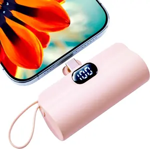 Capsule Power USB-C Cable Mini Power Bank 5500 mAh Portable Charger with Dual USB-C Ports for iPhone 17/16/15/15 Plus/15 Pro/15 Pro Max Android Samsung Moto LG etc. Smartphone