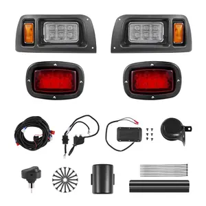 VEVOR Golf Cart Light Kit, 12 Volt, Street Legal LED Headlight and Taillight Kit with Wiring Harness, Turn Signals, Hazard Light, Switch Horn, Brake Pad, Zip Ties, ABS Housing, for Club Car DS 1993-Up