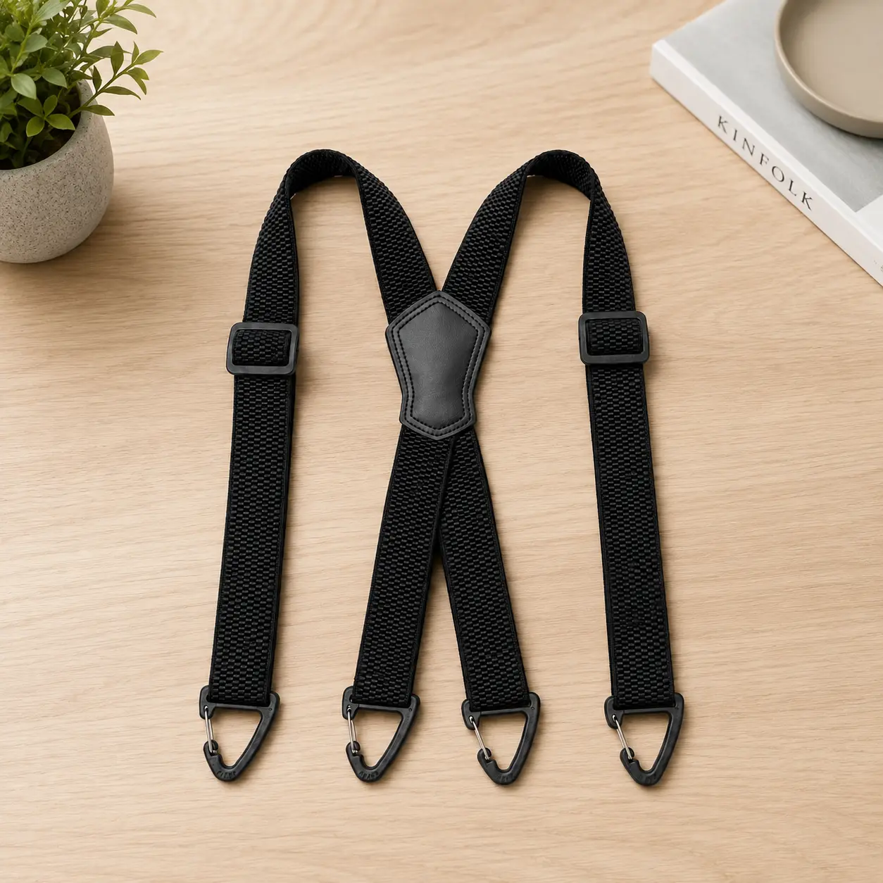 Men's Invisible Suspenders, Hidden Under Clothing X Back Braces, Heavy Duty Elastic Work Suspenders, Adjustable 4 Clip Design for Jeans Pants