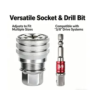 Multi-Function Universal Socket Wrench Tool, Adjustable Metal Socket Wrench, 3/8" Drive Ratchet Torque Wrench & Power Drill Compatible