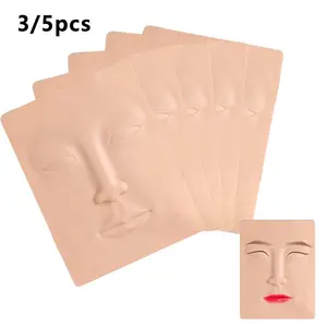 3/5pcs Tattoo Practice Skin Makeup Practice Skin Silicone Face Practice Skin 3D Microblading Cosmetic Supplies Training Kit Training for Eyebrow Lip Eyeliner