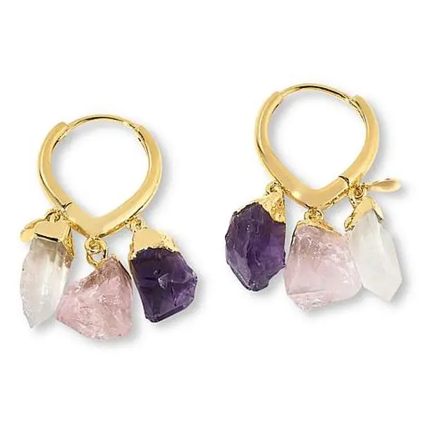 Kalifano Multigemstone Huggie Hoop Earrings