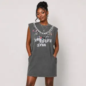 URBAN REVIVO Women's Straight Sleeveless Oversized Cotton T Shirt Dress UYV750056, 2026 Trendy Festival Casual Wear, Stretchy Comfortable Fabric, Pockets, Elegance, Fashion, Women's Casual Dresses,summeroutfits,vacationoutfits,beachoutfits