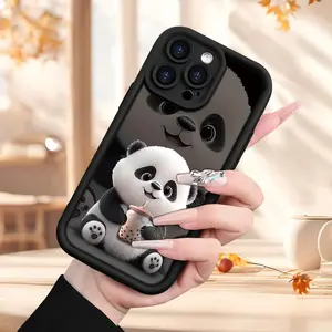 Creative Cute Panda Pattern New Trendy Hot-Selling Matte Texture Sky Eye Step Groove Phone Case Comfortable for iPhone17 16E/16/15/14/13/12/11/7/8/PLUS/MAX/PRO