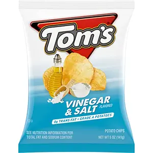 Tom's Vinegar Potato Chips 5 Oz Large Bags | 3 Count Tom's Vinegar Potato Chips 5 Oz Large Bags | 3 Count