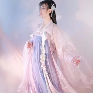 Women’s Hanfu Jacket and Dress Set (One Size), Authentic Traditional Design, Spring/Summer, Chinese Style, Upgraded Version for Female Students, Ancient Costume