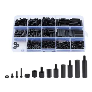 320 count M3 Male Female Nylon Hex Spacer Standoff Screw Nut Threaded Pillar PCB Motherboard Assorted Assortment Kit (Black)