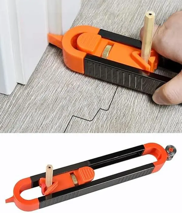 Adjustable Irregular Curve & Outline ProfileDuplicator, Durable Plastic/Metal ProfileDuplicator, Hand Measuring Tool for Accurate DIY Projects, Woodworking Square Protractor (Containing two Pencils)