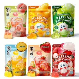 Cokoe Peelable Fruit Juice Gummies Viral Gummy Candy with Fruity Filling for Kids Variety Pack