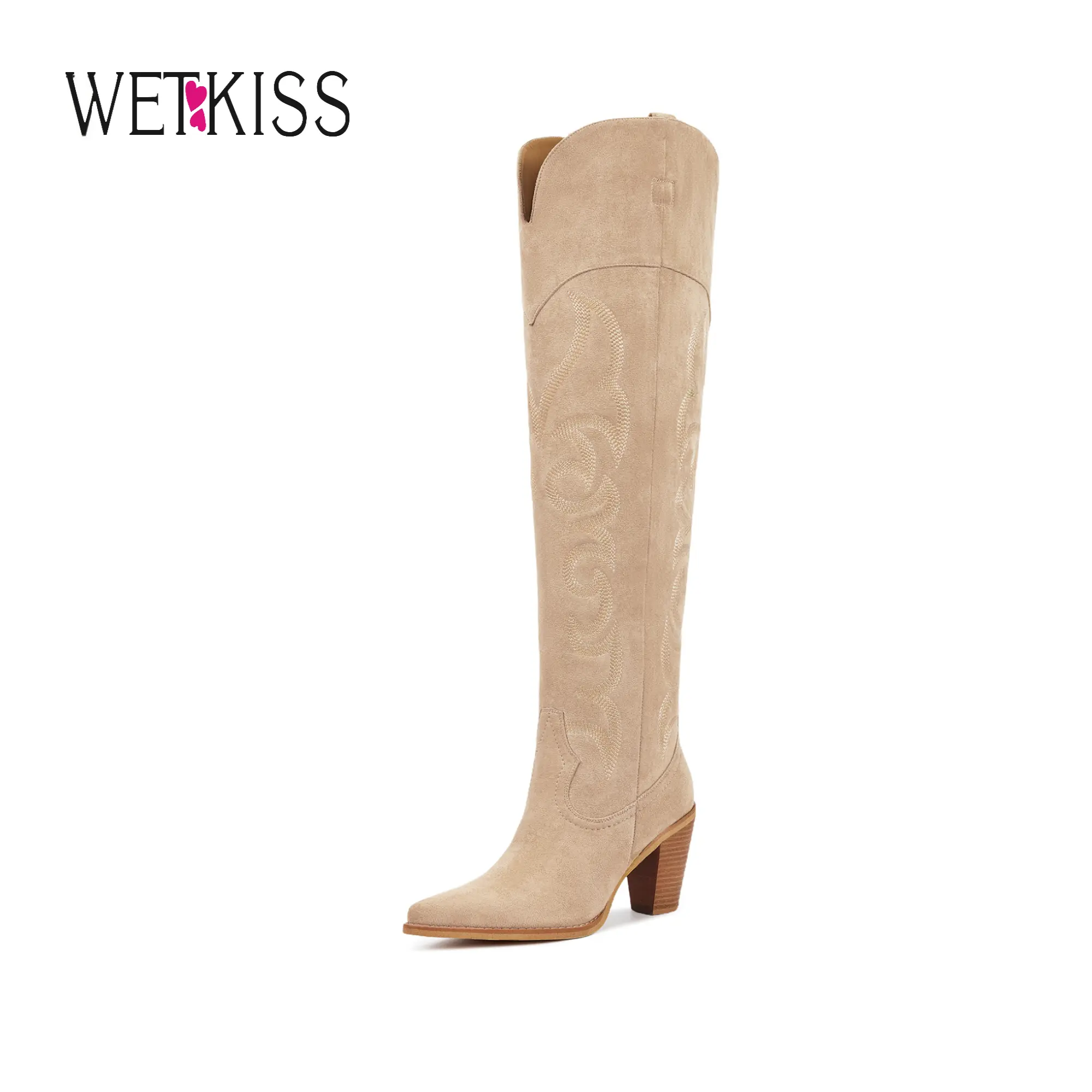Wetkiss Thigh High Cowboy Cowgirl Boots for Women, Over the Knee with Vintage Embroidery, Side Zipper, Chunky Heel Design ,Women's Shoes,Women's Boots #WeeklyDeals#tiktokshopbacktoschool #tiktokshopsummersale