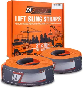 2Packs 3x10Ft Super Sturdy Lift Sling Straps 25000 Lbs Breaking Load Capacity Heavy Duty Lifting Sling Moving Straps Tree Saver Crane Strap   Straps Tow Strap Pull Hoist Endless Strap