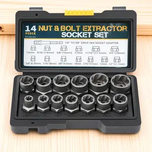 High-Impact 14-Piece Bolt Extractor Set, Stripped Screw Removal Tools, Anti-Slip Design, Magnetic Toolbox, Ideal for Automotive Rusted Screw Repair, Professional Thread Restoration Kit, Durable Extraction Tools for DIY, Hand Tools