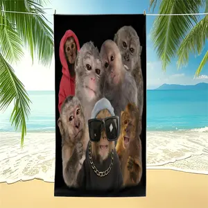 Trending Fun Monkey Adult Beach Towel, Trendy Cool Print Design, Lightweight Quick-Dry Towel, Suitable for Poolside, Vacation, Travel, and Outdoor Summer Use, Lightweight, Quick-Drying