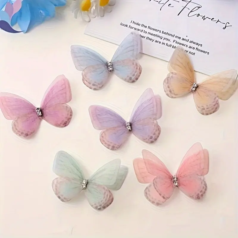 30pcs of Various Soft Pink Transparent Butterfly Decorations, 3D Simulated Fabric Butterflies, Suitable for Hair Clips, Headbands, Curtains, Bouquet Decorations, And Photography Props