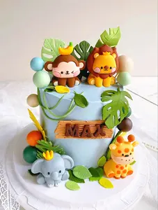 LaVenty cake shed cake topper gender reveal Jungle Animals Cake Decoration Wild One Cake Decoration Safari Cake Decoration Giraffe Elephant Lion
