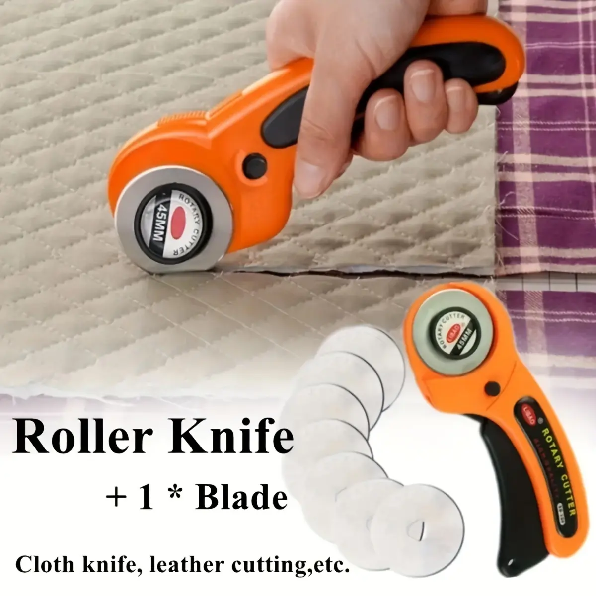 1pc 45mm Patchwork Roller Wheel Knife Cloth Cutting Knife Leather Paper Fabric Craft Fabrics Rotary Cutter DIY Sewing Accessories Sewing Supplies Crafts Sewing Tools Crafting Sewing Tools