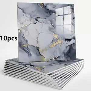 10/20Pcs 13.78" x 13.78" Marble Self-Adhesive Waterproof Shower Wall Panels, Elegant Marble Texture PVC Peel & Stick Tiles, Oil & Splash Proof for Bathroom, Kitchen & Living Room, Real Marble Look