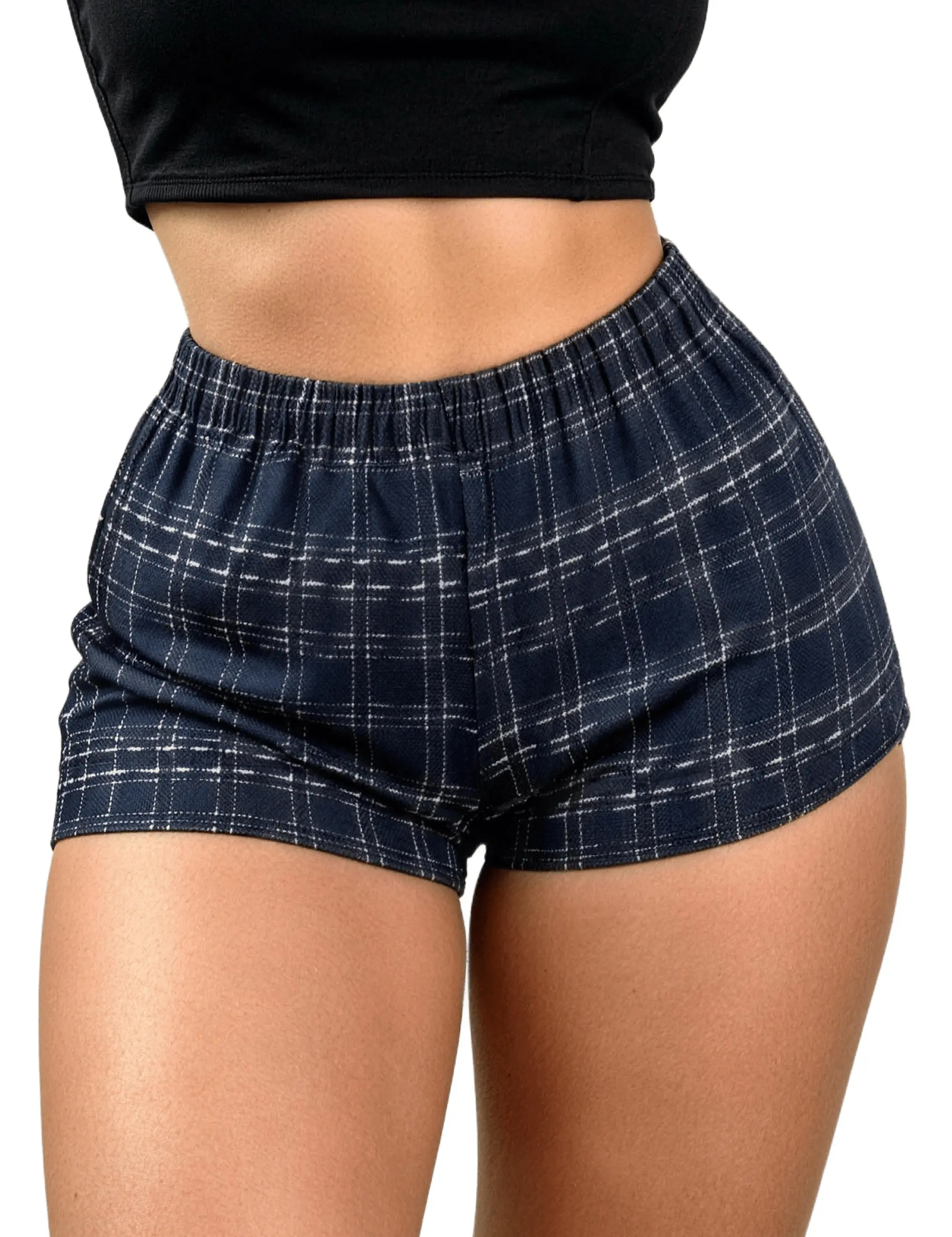 Women's Y2K Plaid High Waisted Checkered Mini Shorts Y2K coquette style, preppy old money aesthetic, high waisted fit, summer beach, tropical vacations, city strolls