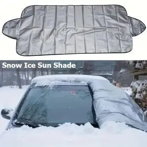 Winter Foldable Windshield Cover, 59x27.56 Inches PVC Material, Protects From Snow Sun Rain, Easy Installation with Suction Cups, Car Sunshade Cover