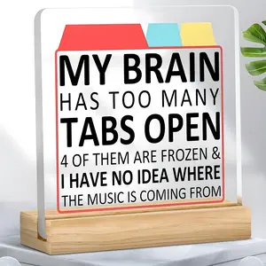 Funny ADHD Desk Plaque, Acrylic Sign, Decorative Plaque, Humorous Gift for Coworker or Friend, Home & Office Decor, Desk Decorations, Acrylic Desktop Decoration, Home Decor, Desk Signs Ornament