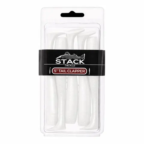STACK TACKLE 5-in Tail Clapper Swimbait 5-Pack - Realistic Artificial Fishing Lures with Natural Swimming Motion, Consistent Action, Any-Speed Retrieve, Durability, Saltwater/Freshwater Use for Flounder, Bluefish, Outdoor Fishing Supplies