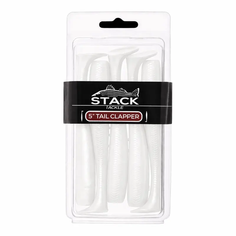STACK TACKLE 5-in Tail Clapper Swimbait 5-Pack - Realistic Artificial Fishing Lures with Natural Swimming Motion, Consistent Action, Any-Speed Retrieve, Durability, Saltwater/Freshwater Use for Flounder, Bluefish, Outdoor Fishing Supplies