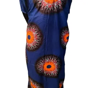 Baati Dress - Blue with Orange Floral Print Women's Casual Wear