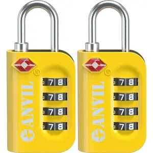 4 Digit Combination, 10,000 Combinations, Easy-Read Password Window, Travel Lock for Suitcases, Backpacks, Gym & Student Lockers, Baggage anti-theft