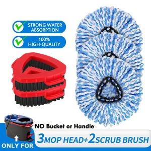 For O-Cedar Rinse Clean 2 Tank Mop 3PC Spin Mop Heads & Scrub Brush Refills Microfiber Spin Mop Replacement Without Bucket or Hanlde dealsforyoudays Home Cleaning Bundle Pack