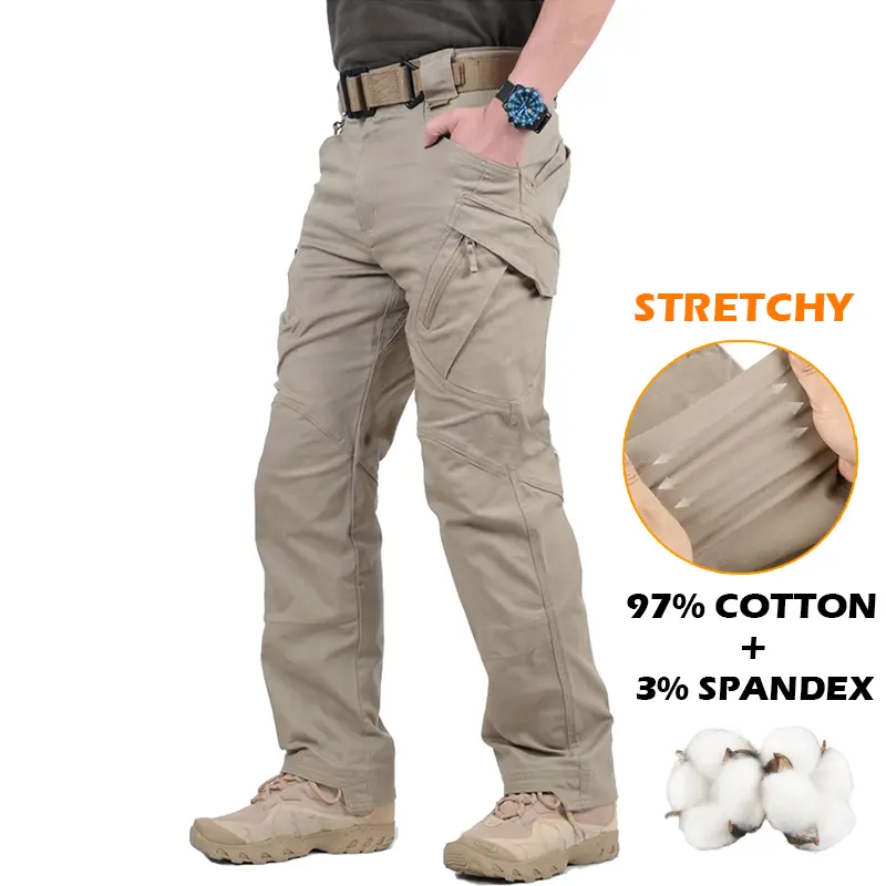 CARWORNIC Men's Cotton Tactical Pants Lightweight Flex Comfy Military Cargo Pants Stretch EDC Multi-Pockets Operator Utility Work Pants Outdoor Hiking Trousers