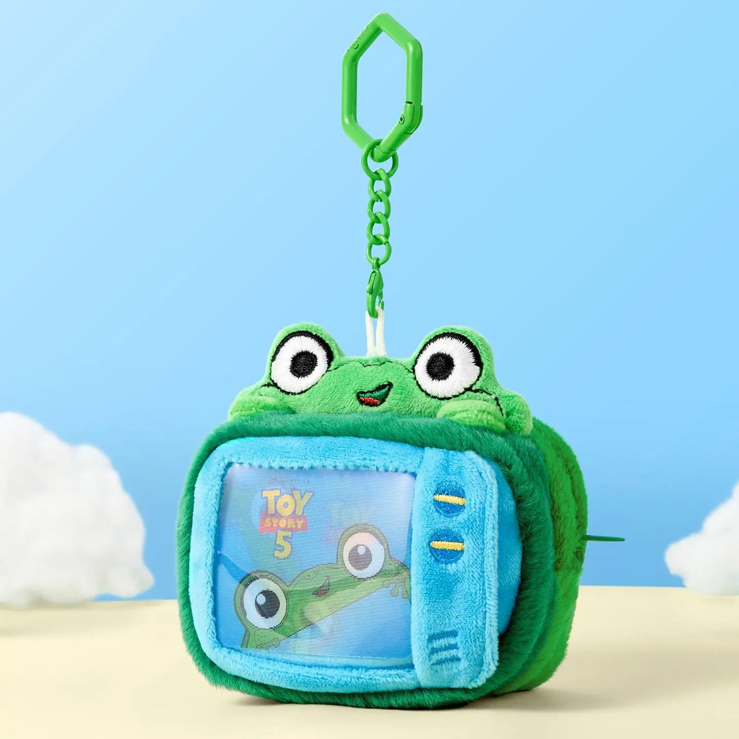 MINISO Pixar Toy Story 5 Lilypad Frog Tablet Plush Charm Keychain Accessories - Soft Animal Clip, Bag/Backpack Decoration, Kawaii Collectible Gift for Kids Fans' Birthday