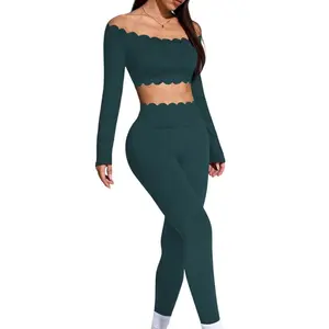 Yoga Gym Workout Clothes - 4-Way Stretch Skin-Friendly Seamless Women's Activewear Set in Navy Blue for Comfort & Flexibility wicking technology elastic wear